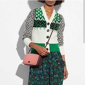 RARE Coach 1941 cardigan, Green and Cream with black sequins. XS.